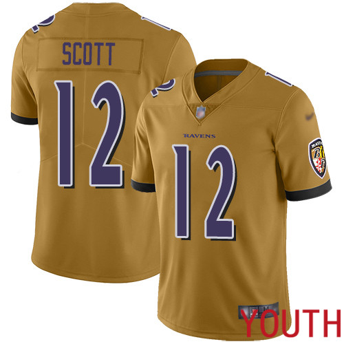 Baltimore Ravens Limited Gold Youth Jaleel Scott Jersey NFL Football 12 Inverted Legend